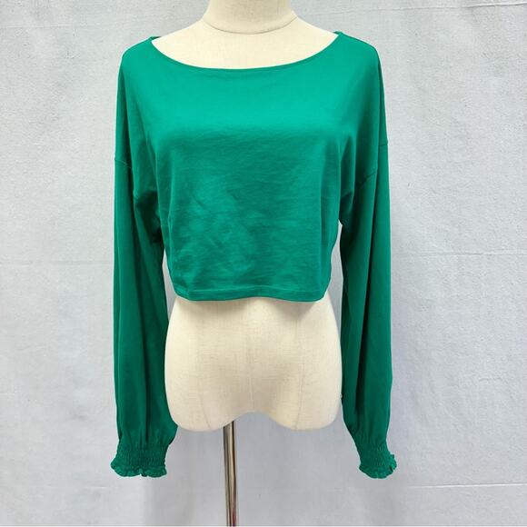 Aritza Wilfred Green Enzo Smocked Cuff Long Sleeve Crop Top Size Large Cotton
⁩ - Picture 14 of 14